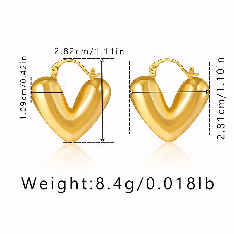 Thick Heart Loop Earring