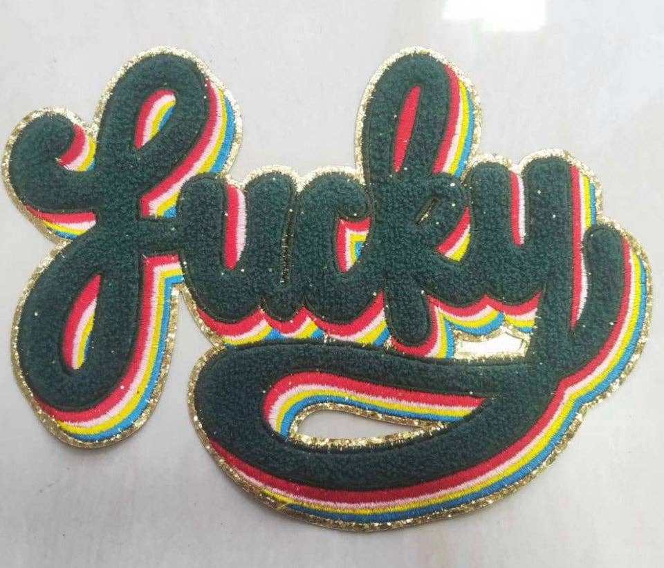 Lucky Rainbow Chenille and Glitter Patch, St Patrick’s Day Patch