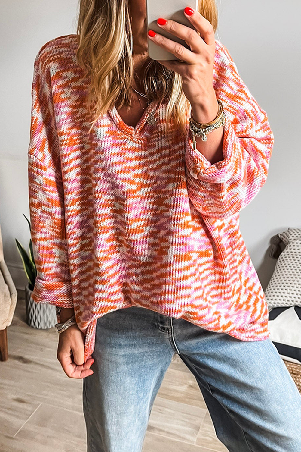 Orange Abstract Tunic Sweater RTS