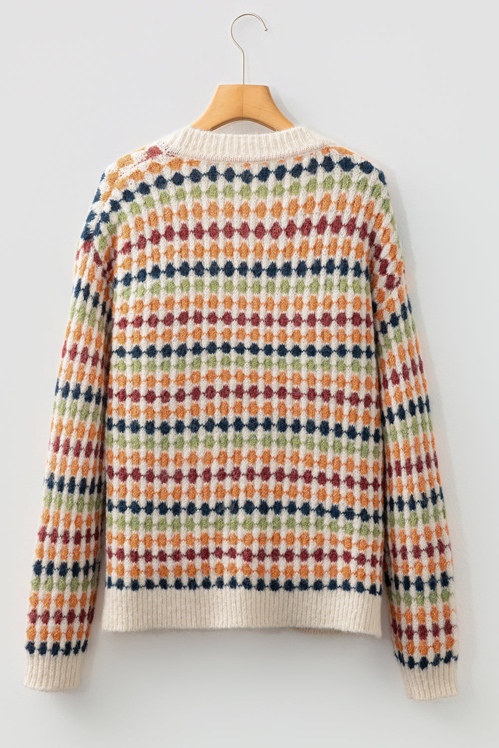 Seraxie Pattern Knit Front Sweater