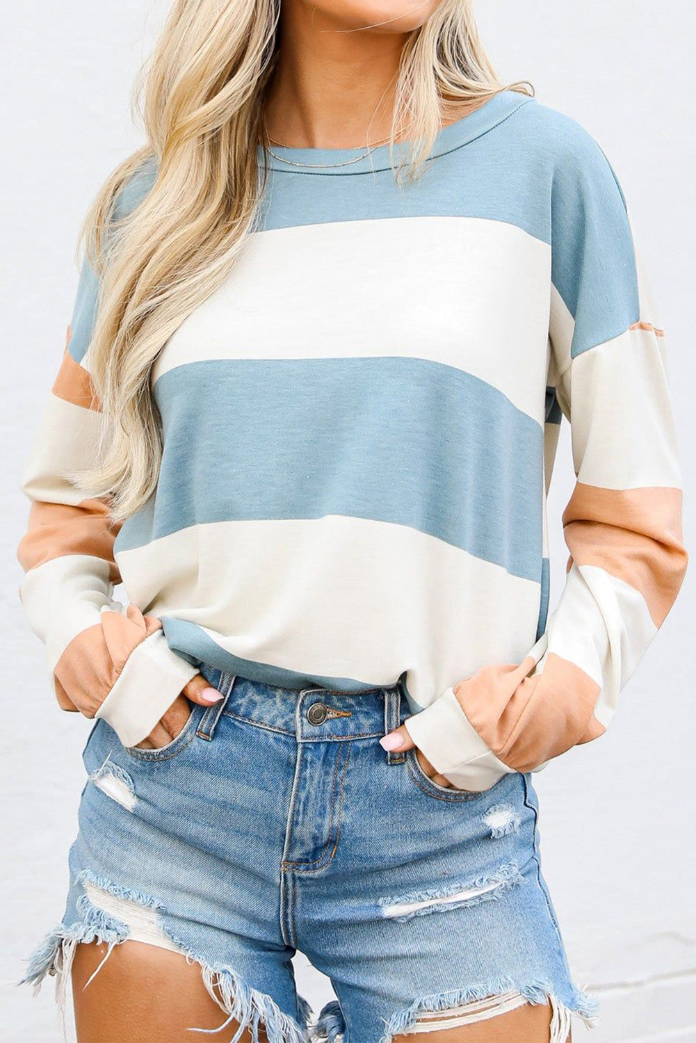 Light Blue Colorblock Top RTS