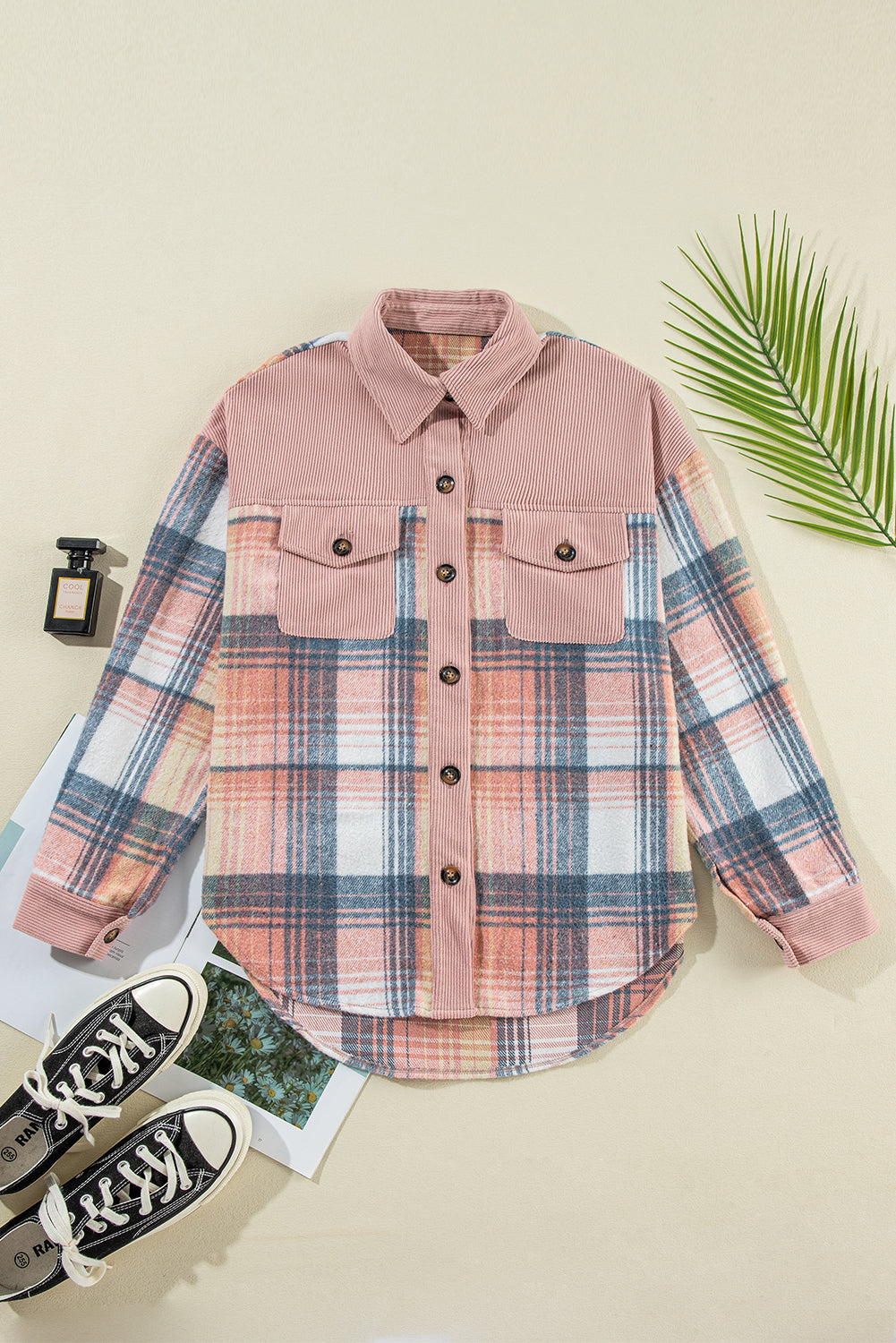 Light Pink Plaid Shacket RTS