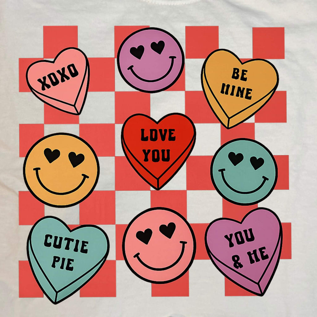 XOXO Checkered Smiley Valentine Tee
