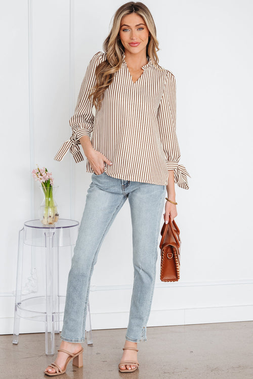 Blair Tied Cuffs Seersucker Blouse