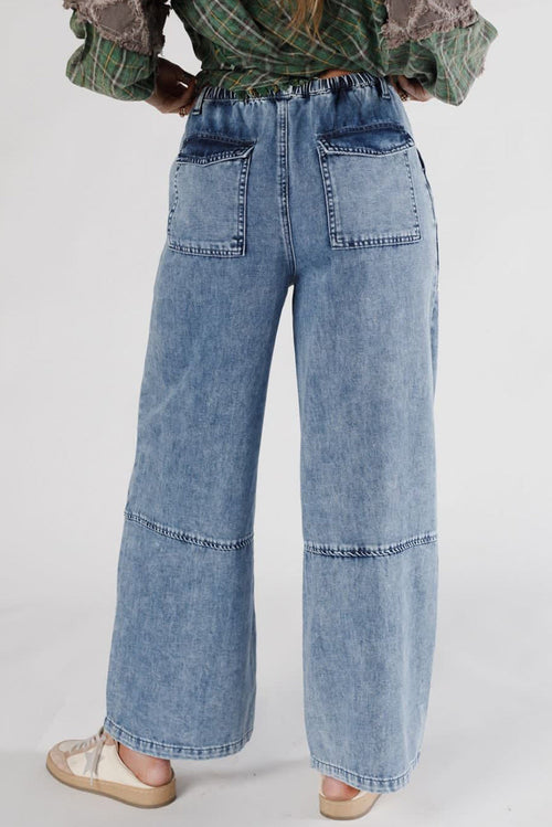Acid Wash Drawstring Waistband Jeans September.