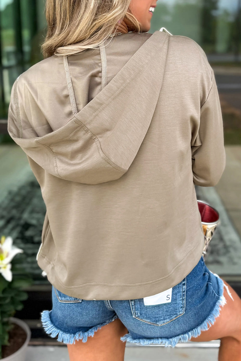 Beige Bow Embroidered Hoodie September.