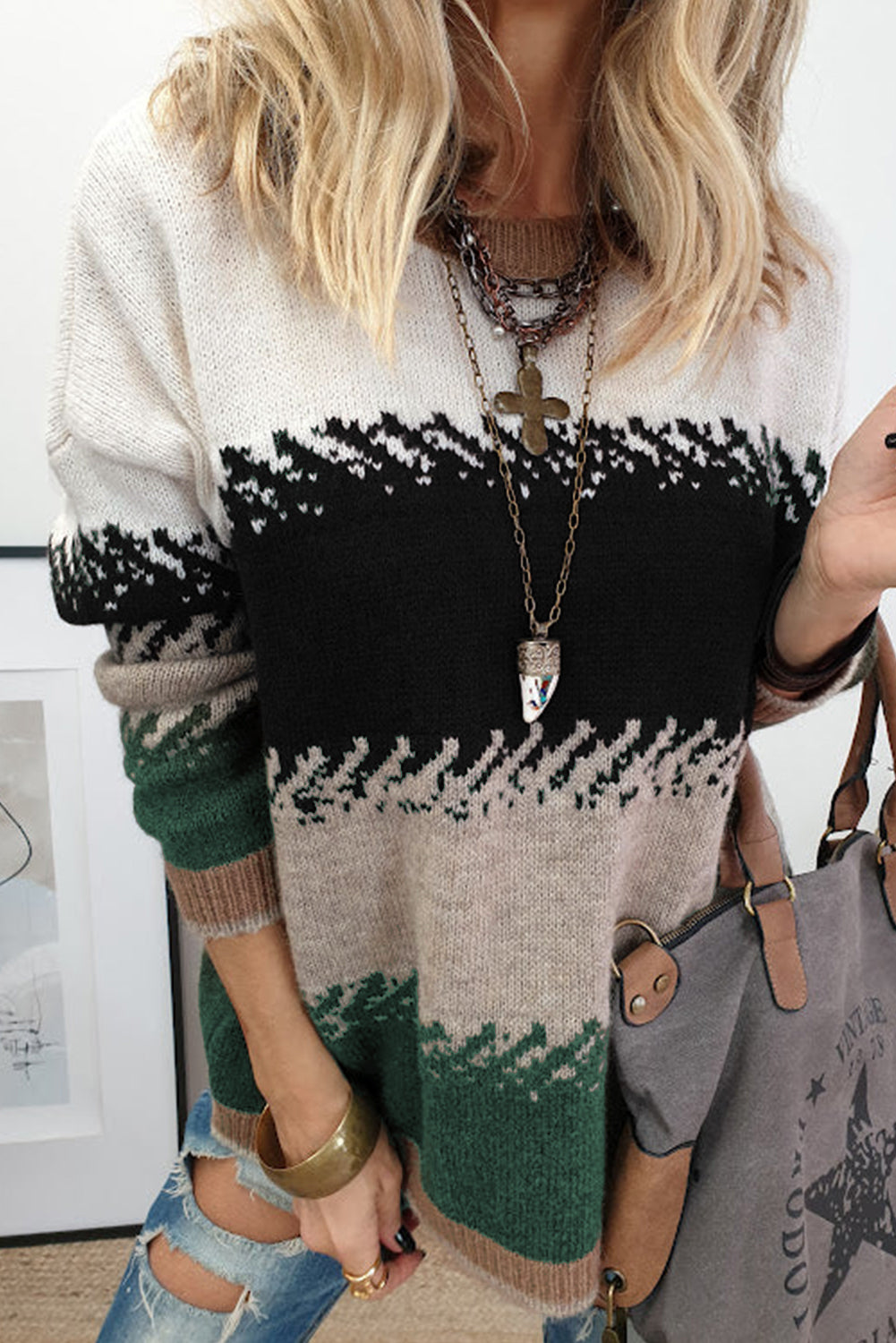 Black Colorblock Sweater September.