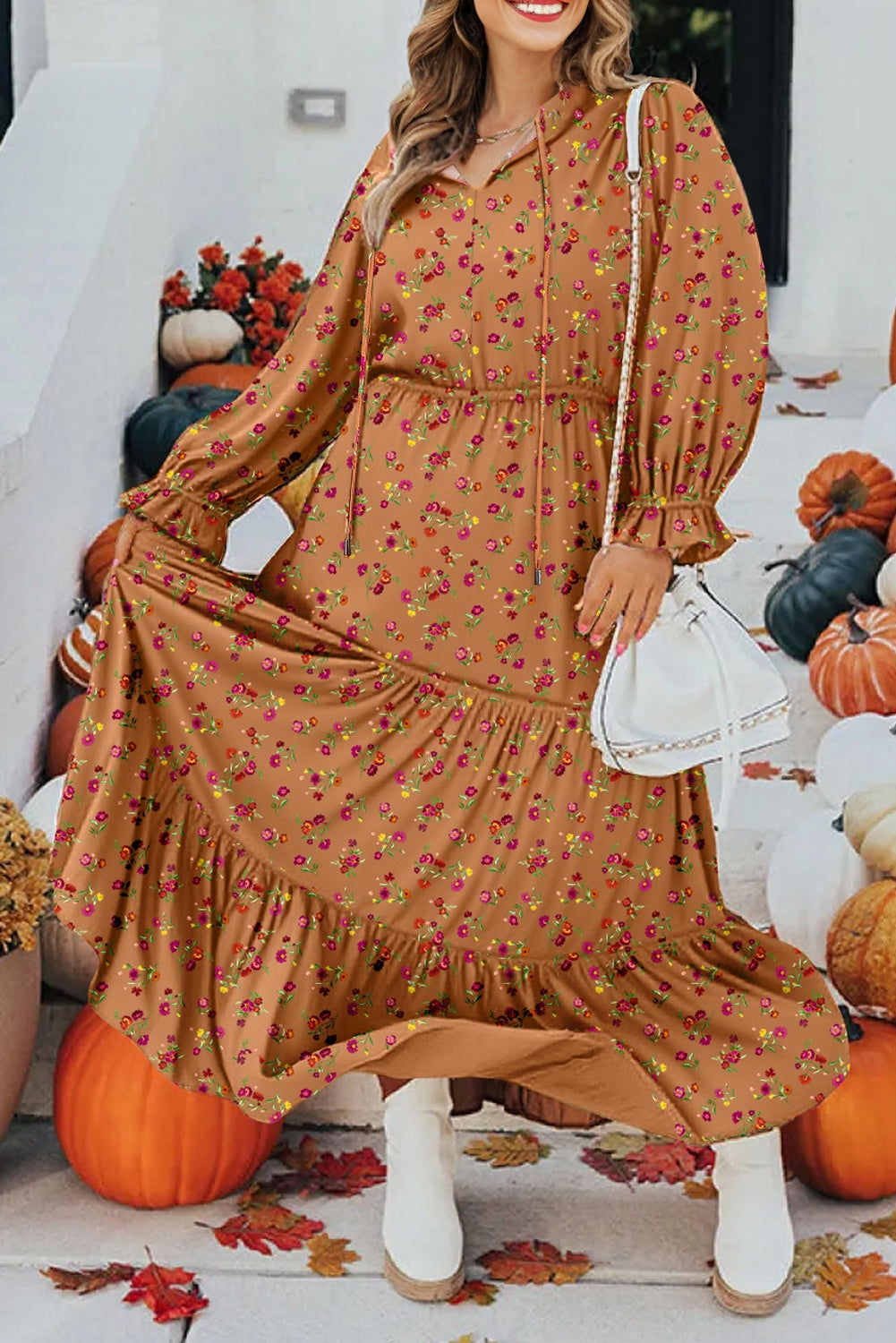 Brown Floral Plus Size Maxi September.
