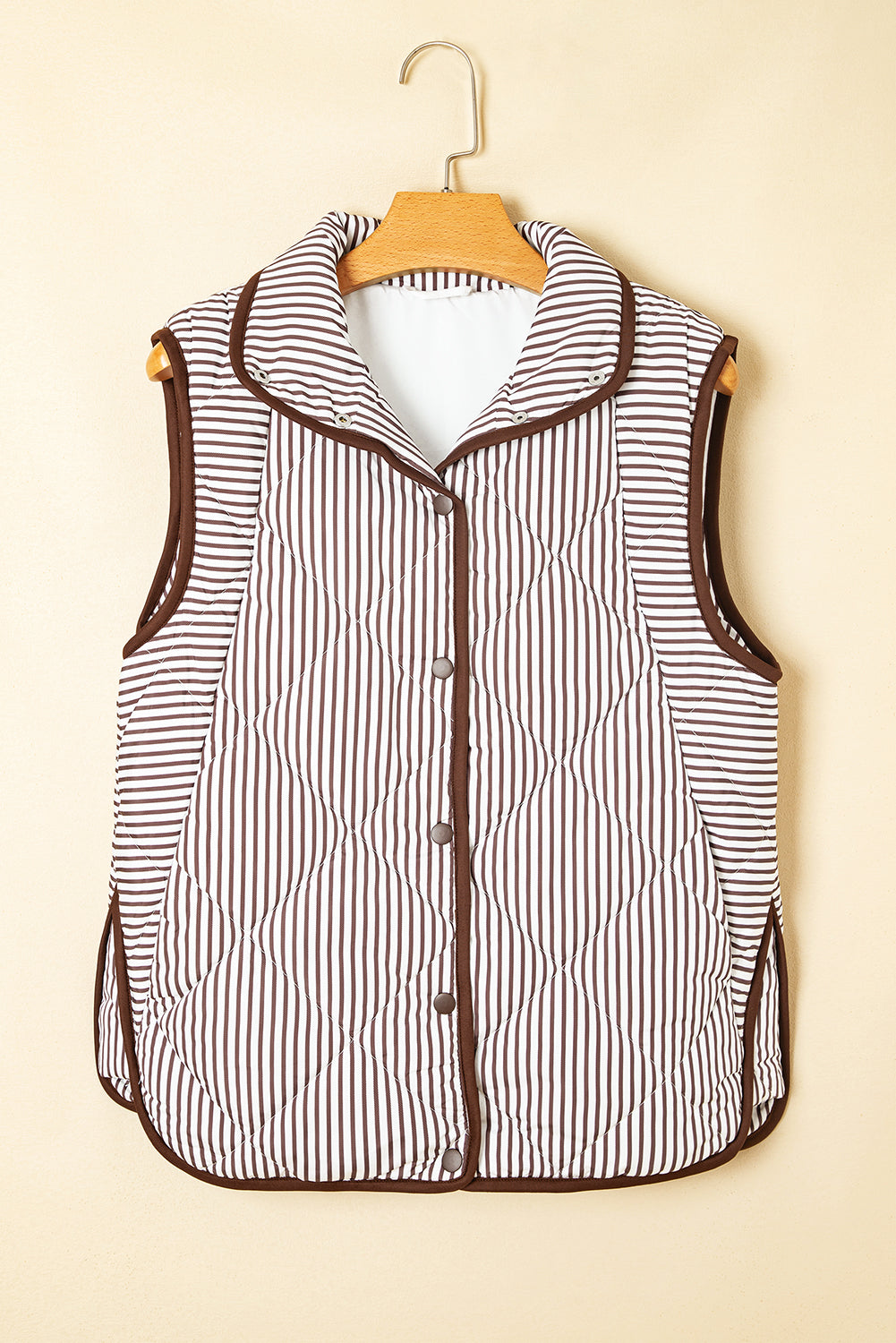 Brown Stripe Snap Button Vest RTS