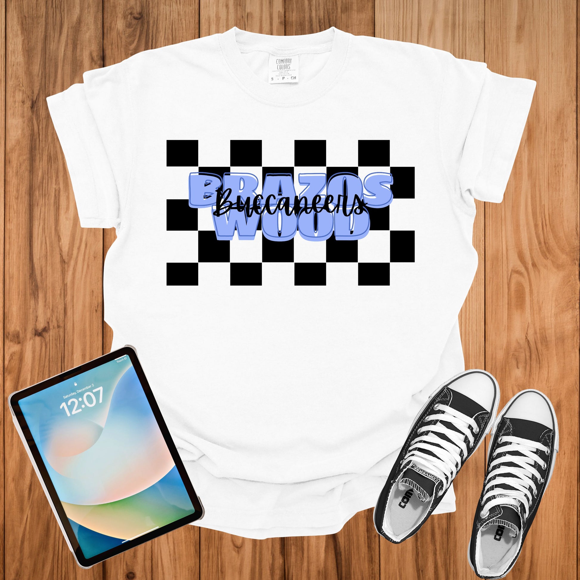 Bwood Checkered Logo Tshirt or Sweatshirt