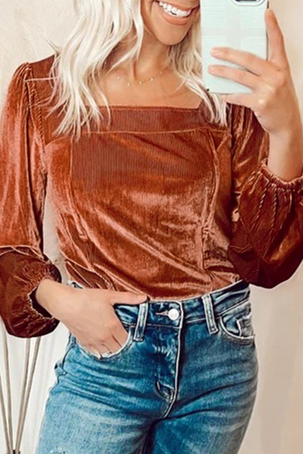 Clay Velvet Ribbed Top September.