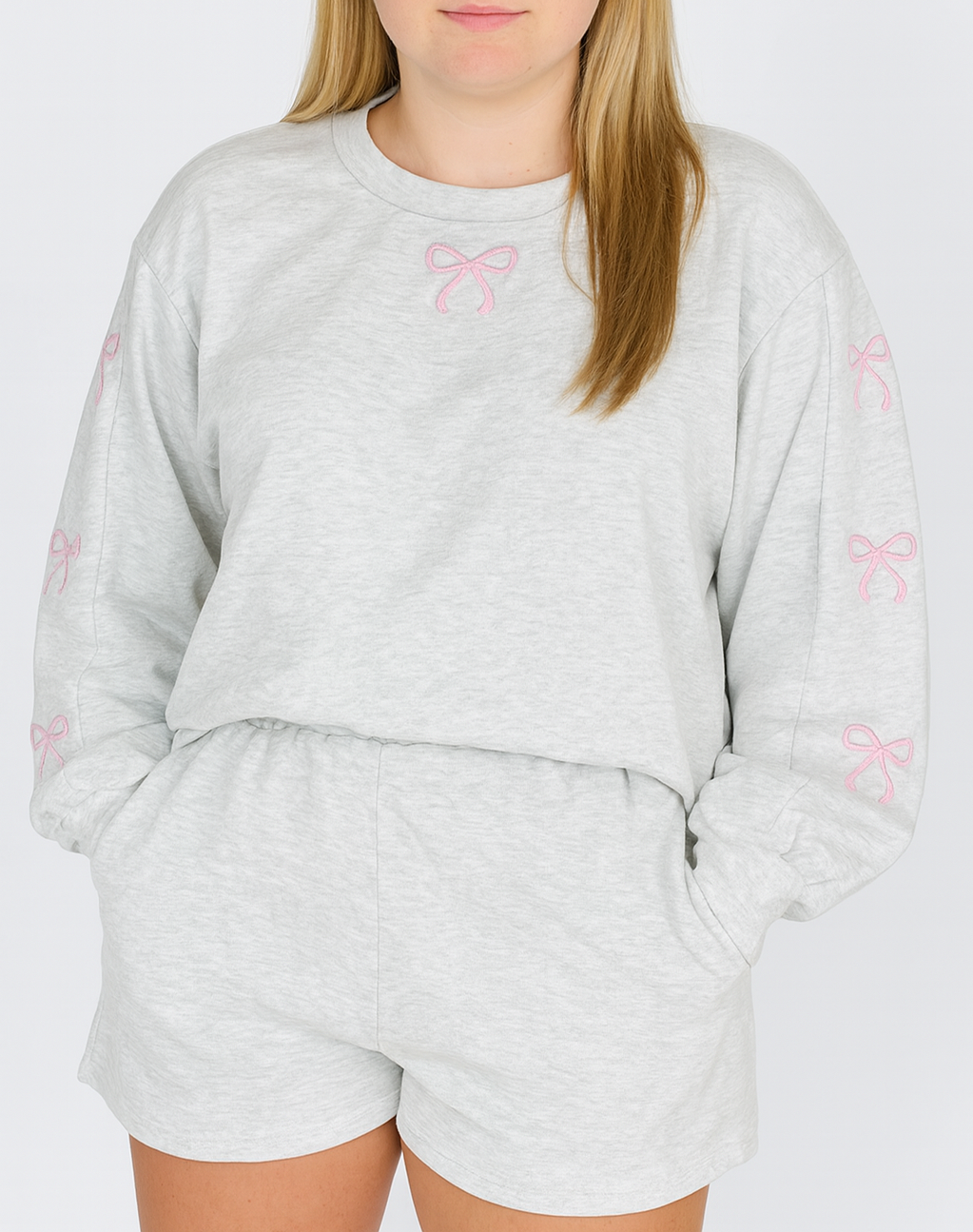 Grey Bow Embroidered Plus Set September.