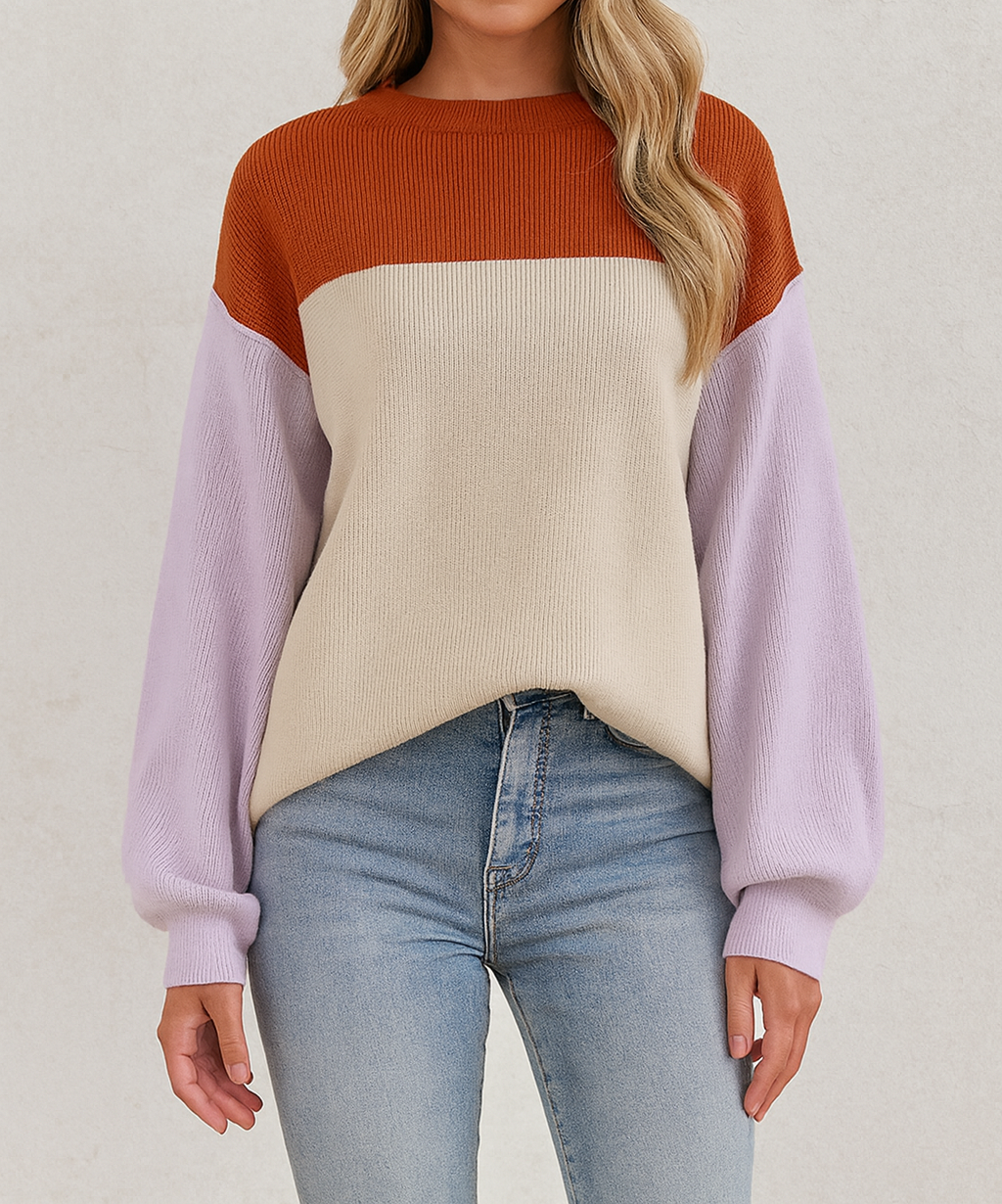 Color Block Ribbed Sweater October.