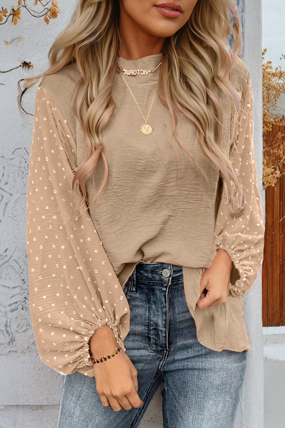 Khaki Balloon Sleeve Blouse RTS