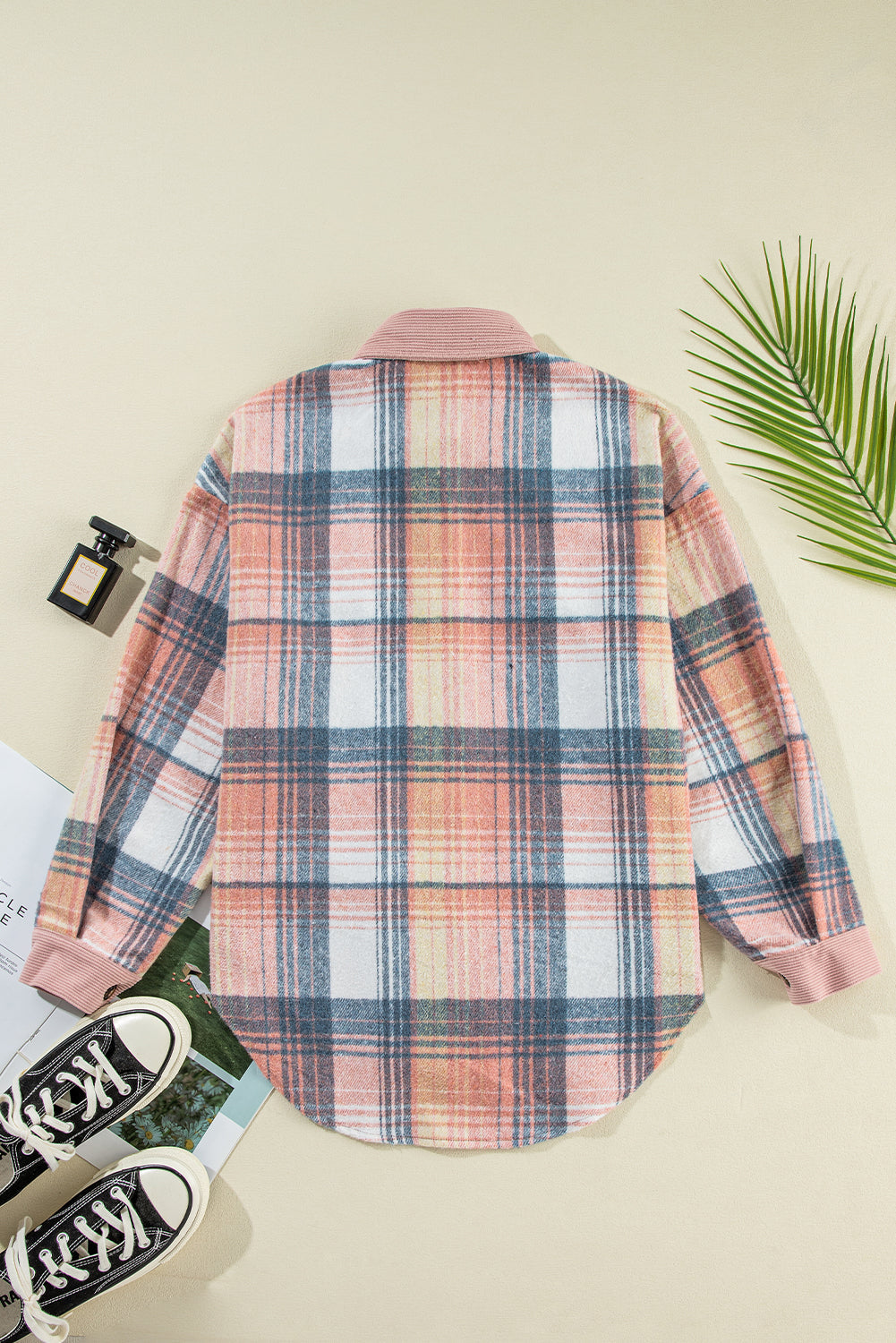 Light Pink Plaid Shacket RTS