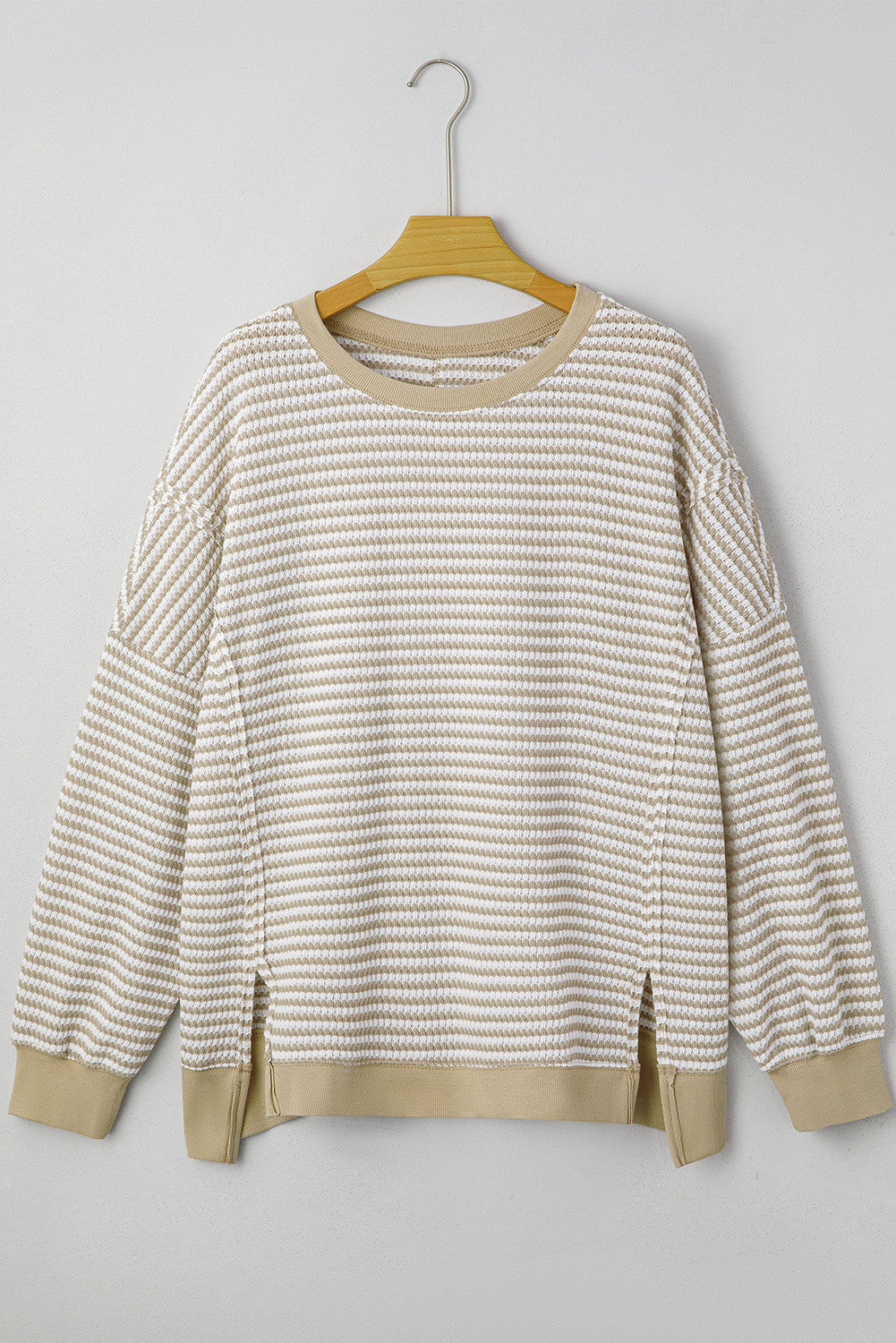 Brown Stripe Knit Ribbed Top RTS