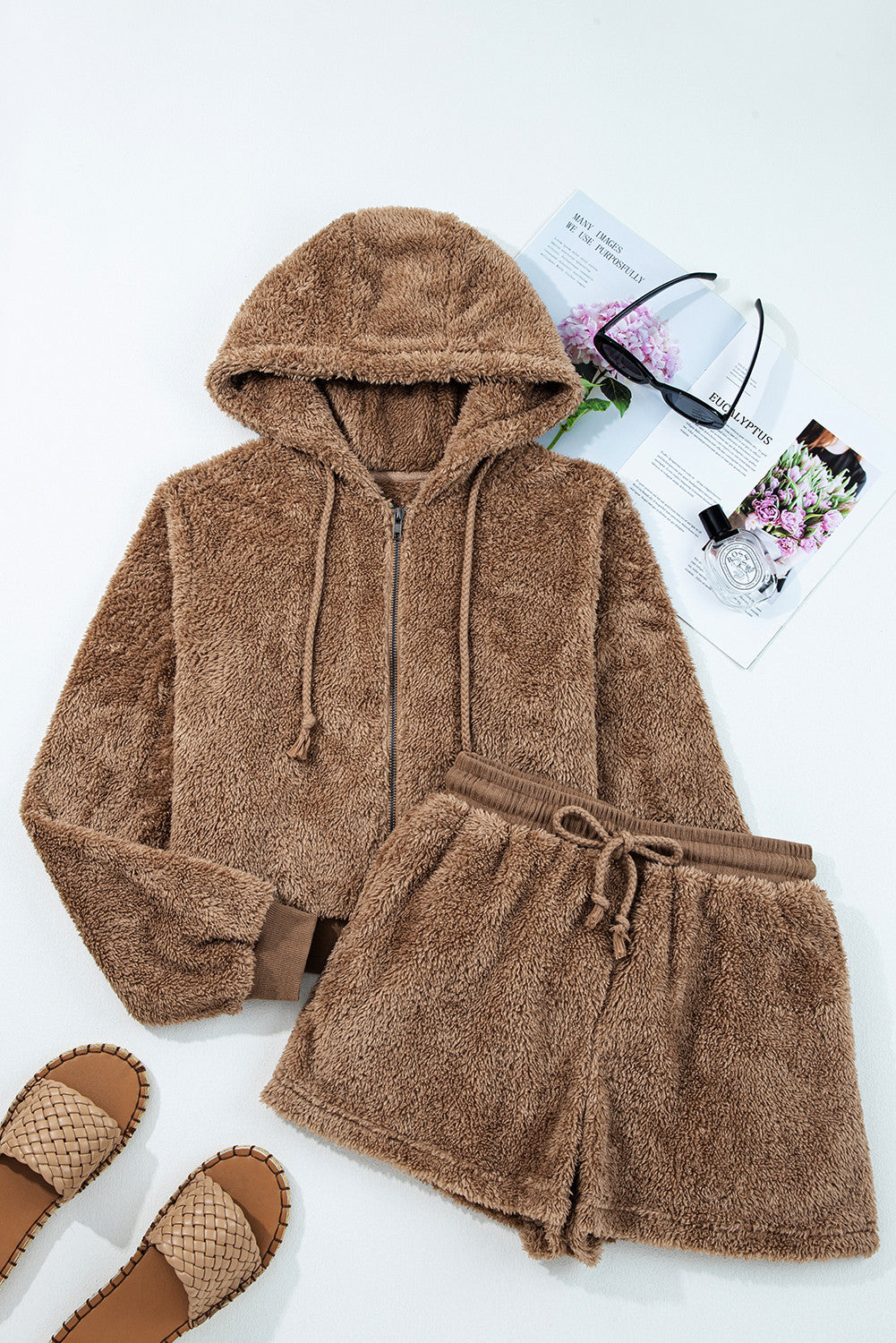 Zip Up Hoodie Sherpa Set October.